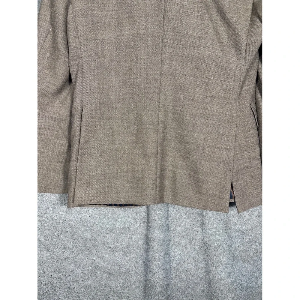 Stafford Essentials Mens 40R Slim Fit Brown Wool Blend Blazer Quilted Bib Jacket